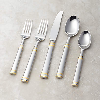 Tuscany Gold Band 20-Piece Flatware Place Setting + Reviews | Crate & Barrel