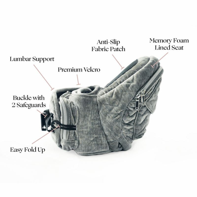 Tushbaby Silver Velvet Hip Seat Baby Carrier - image 4 of 6