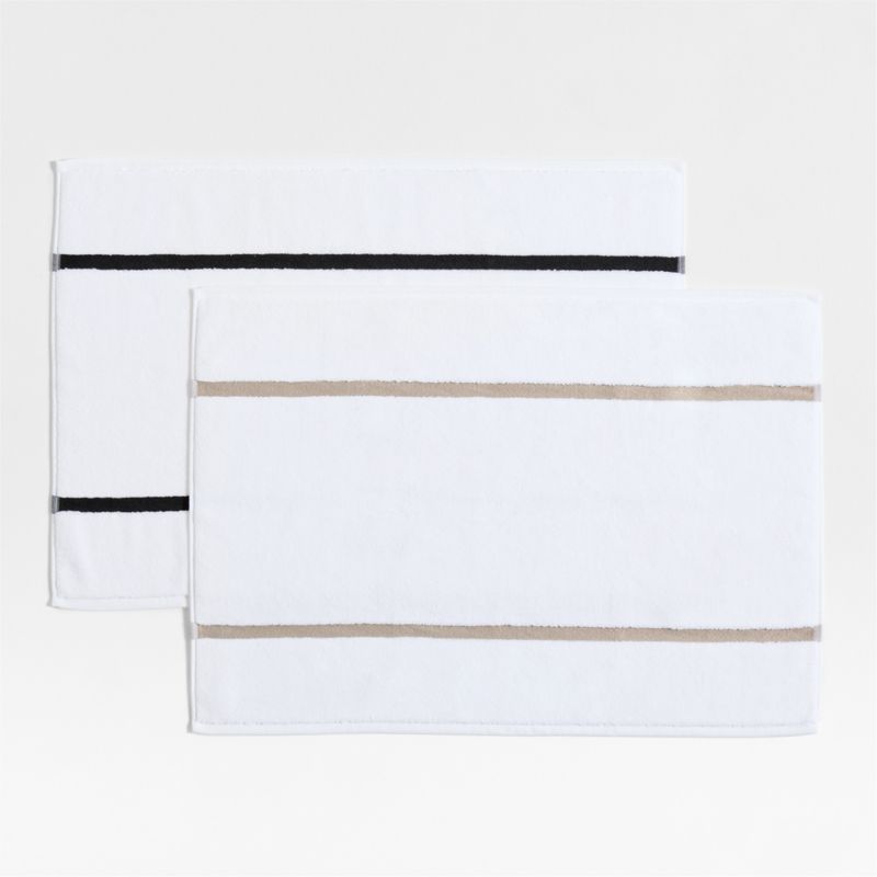 Tuxedo Stripe Organic Cotton Sand Beige Bath Mat - image 1 of 4