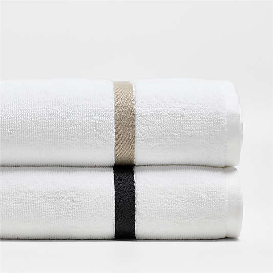 Tuxedo Stripe Organic Cotton Ink Black Bath Towels