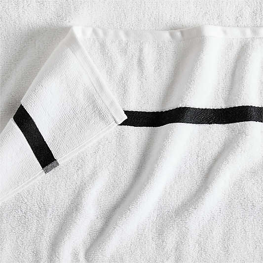 Tuxedo Stripe Organic Cotton Ink Black Bath Towels, Set of 6