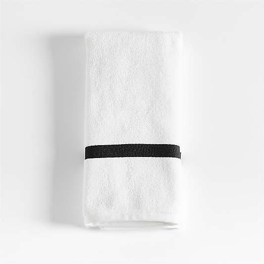 Tuxedo Stripe Organic Cotton Ink Black Hand Towel