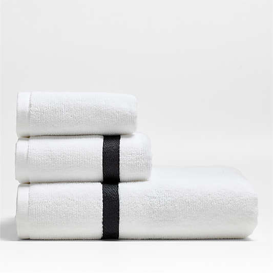 Tuxedo Stripe Organic Cotton Ink Black Hand Towel