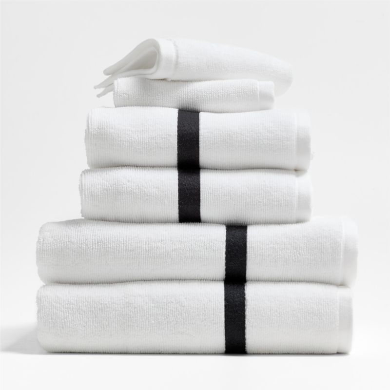 Tuxedo Stripe Organic Cotton Ink Black Bath Towels, Set of 6 - image 0 of 2