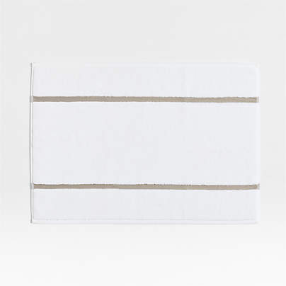 Tuxedo Stripe Organic Cotton Sand Beige Bath Mat