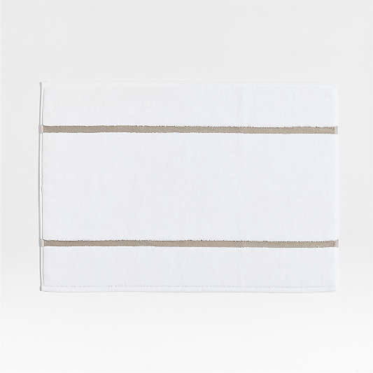 Tuxedo Stripe Organic Cotton Sand Beige Bath Mat