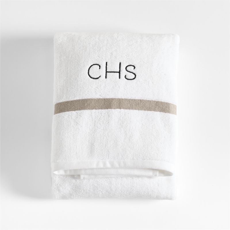 Tuxedo Stripe Organic Cotton Sand Beige Bath Towel - image 2 of 5