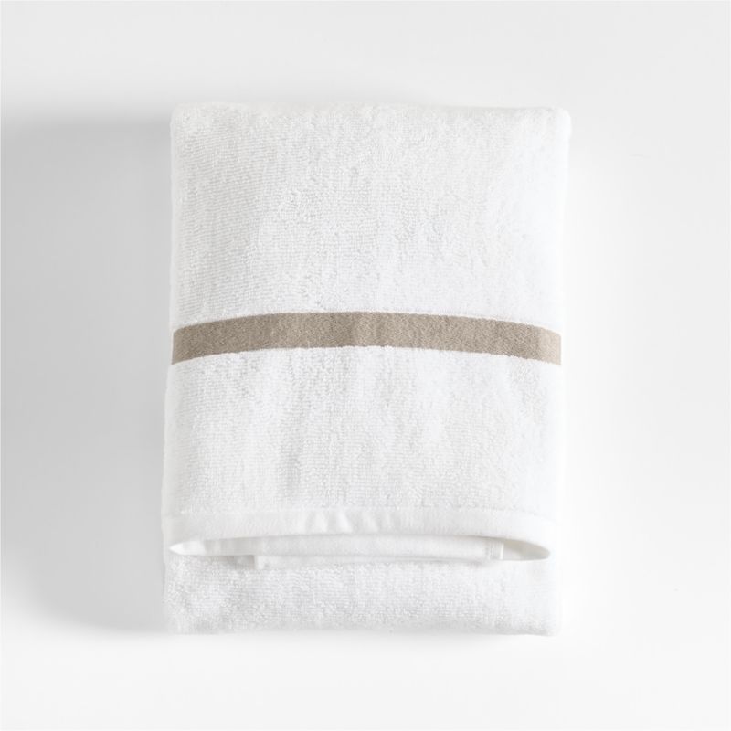 Tuxedo Stripe Organic Cotton Sand Beige Bath Towel - image 0 of 5