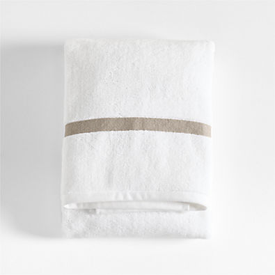 View Tuxedo Stripe Organic Cotton Sand Beige Bath Towel details