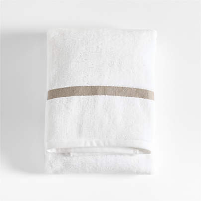 Tuxedo Stripe Organic Cotton Sand Beige Bath Towel