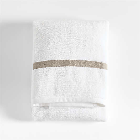 Tuxedo Stripe Organic Cotton Sand Beige Bath Towel