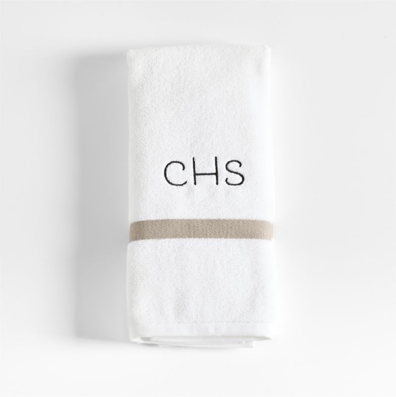 Tuxedo Stripe Organic Cotton Sand Beige Hand Towel - image 2 of 5