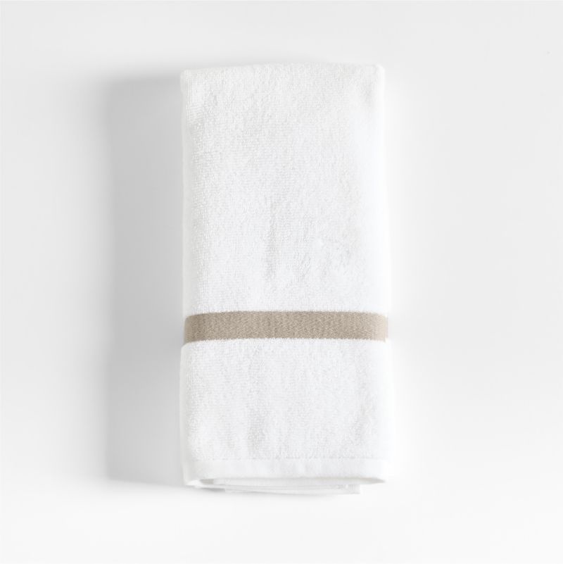 Tuxedo Stripe Organic Cotton Sand Beige Hand Towel - image 0 of 5