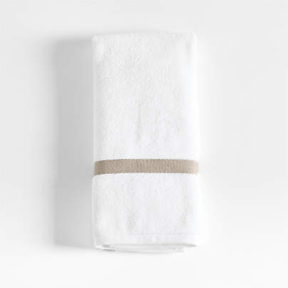 Tuxedo Stripe Organic Cotton Sand Beige Hand Towel