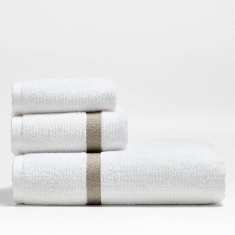 Tuxedo Stripe Organic Cotton Sand Beige Bath Towel - image 1 of 5