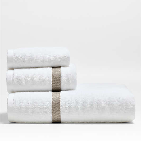 Tuxedo Stripe Organic Cotton Sand Beige Hand Towel