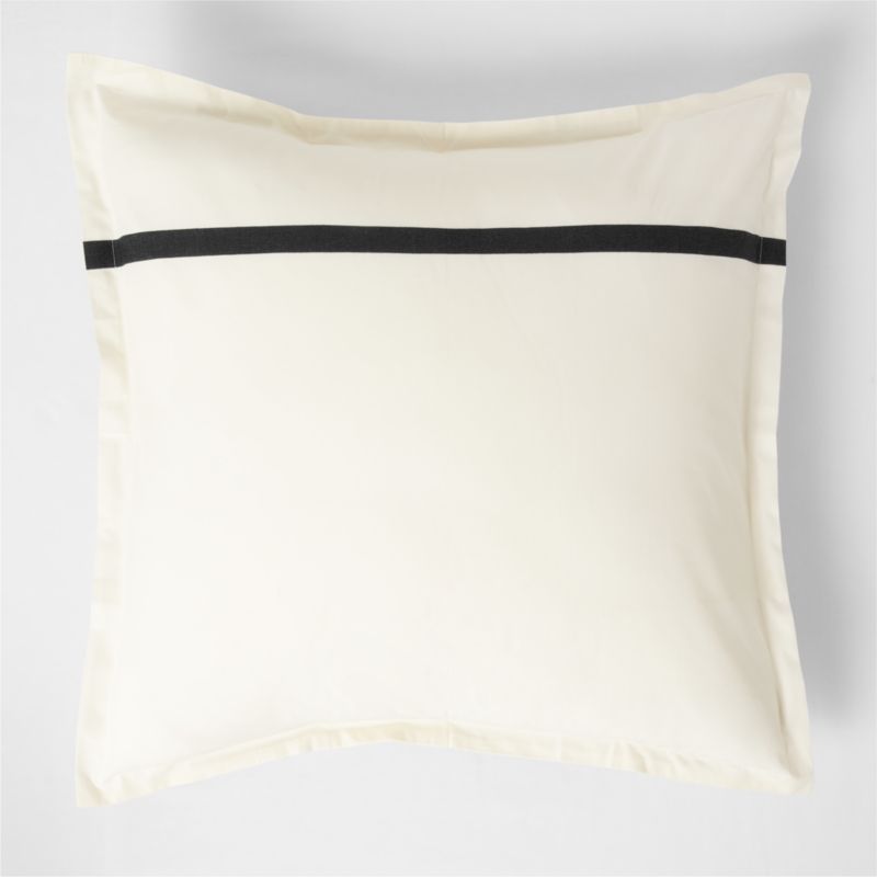 Favorite Organic Cotton Percale Tuxedo Stripe Ink Black Euro Bed Pillow Sham - image 0 of 10