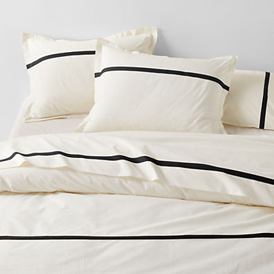 View Favorite Organic Cotton Percale Tuxedo Stripe Ink Black King Duvet Cover details