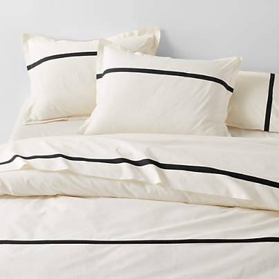 Favorite Organic Cotton Percale Tuxedo Stripe Ink Black King Duvet Cover