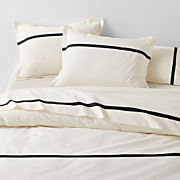 Favorite Organic Cotton Percale Tuxedo Stripe Ink Black Full/Queen Duvet Cover