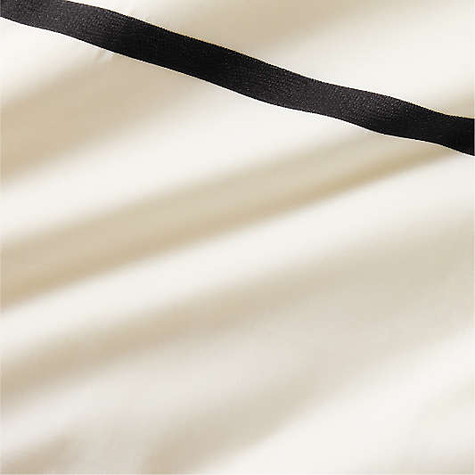 Organic Cotton Percale Ink Black Tuxedo Duvet Cover