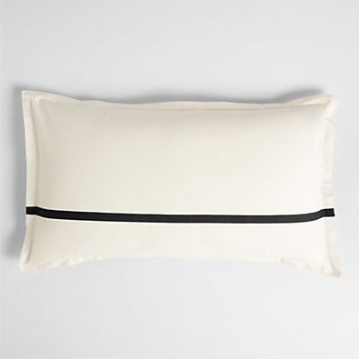 View Favorite Organic Cotton Percale Tuxedo Stripe Ink Black King Bed Pillow Sham details