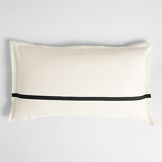 Favorite Organic Cotton Percale Tuxedo Stripe Ink Black King Bed Pillow Sham