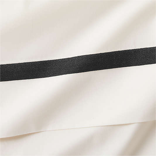 Favorite Organic Cotton Percale Ink Black Tuxedo Stripe Bed Sheet Set