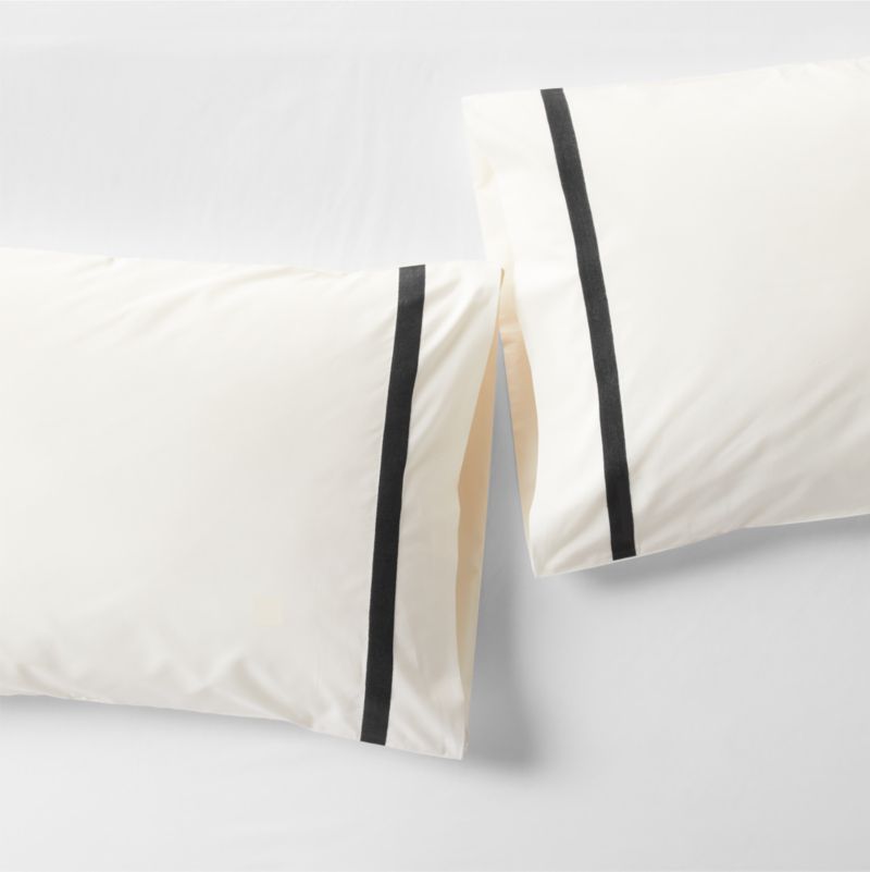 Favorite Organic Cotton Percale Tuxedo Stripe Ink Black King Duvet Cover