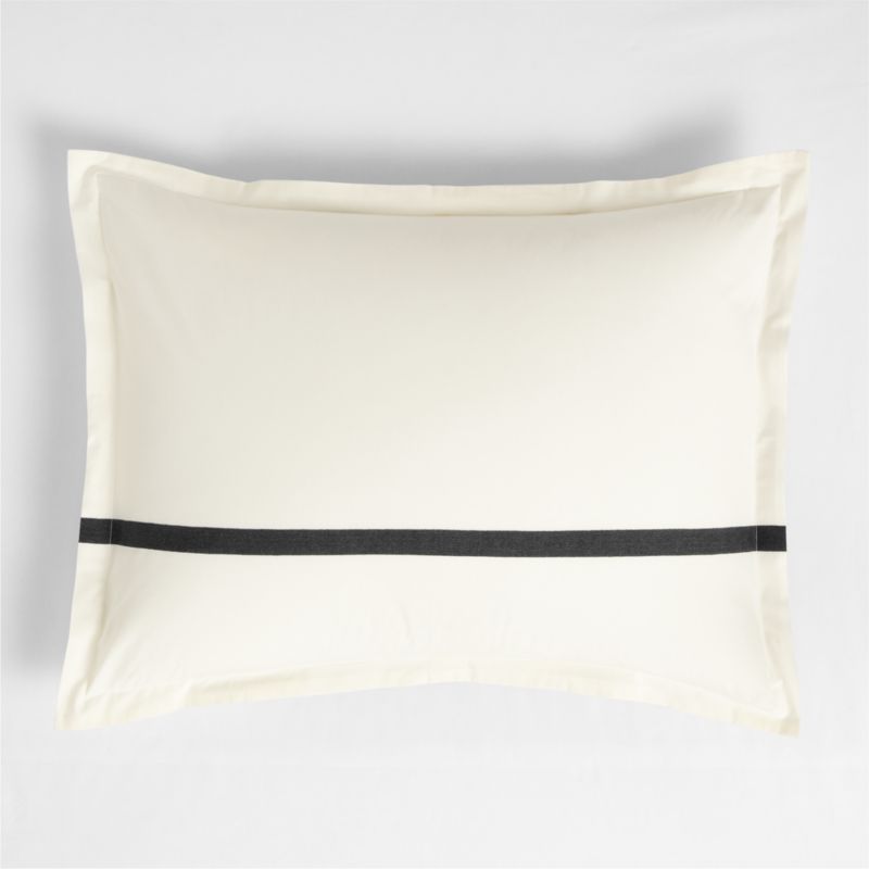 Favorite Organic Cotton Percale Tuxedo Stripe Ink Black Standard Bed Pillow Sham
