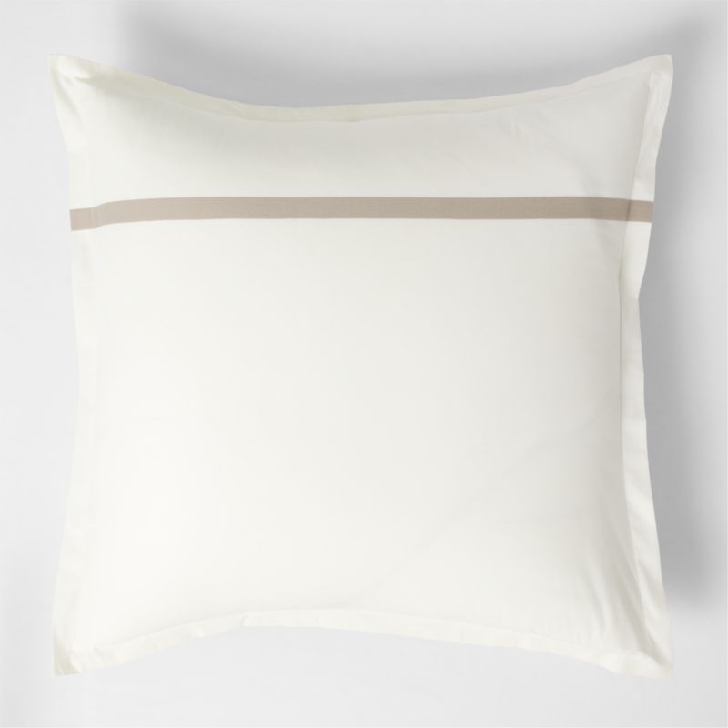 Favorite Organic Cotton Percale Tuxedo Stripe Sand Beige Euro Bed Pillow Sham - image 0 of 6