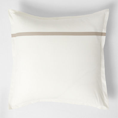 View Favorite Organic Cotton Percale Tuxedo Stripe Sand Beige Euro Bed Pillow Sham details