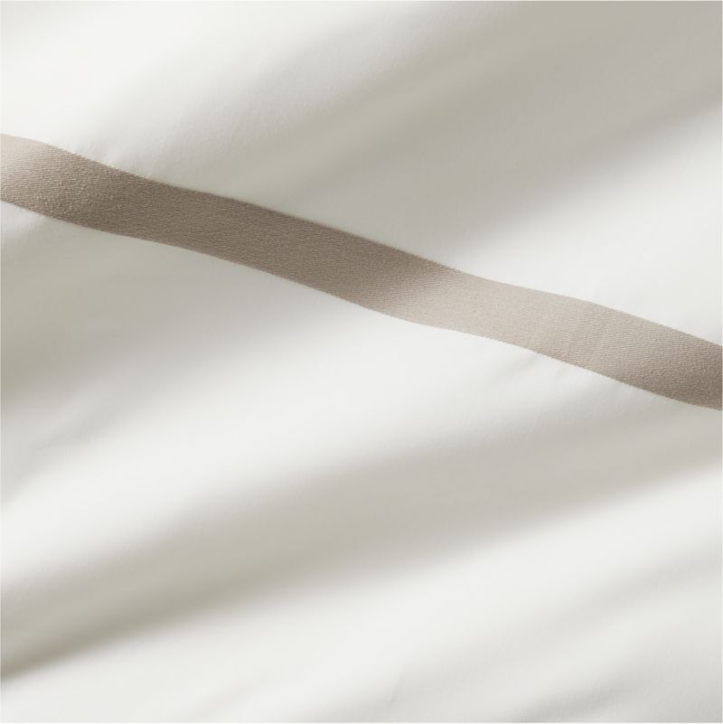 Favorite Organic Cotton Percale Tuxedo Stripe Sand Beige Full/Queen Duvet Cover