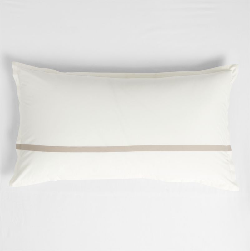 Viewing product image Favorite Organic Cotton Percale Tuxedo Stripe Sand Beige King Bed Pillow Sham - image 1 of 4