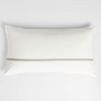 Favorite Organic Cotton Percale Tuxedo Stripe Sand Beige King Bed Pillow Sham