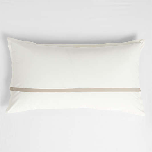 Favorite Organic Cotton Percale Tuxedo Stripe Sand Beige King Bed Pillow Sham