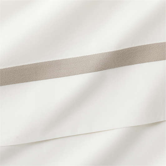 Favorite Organic Cotton Percale Tuxedo Stripe Sand Beige King Bed Pillow Sham