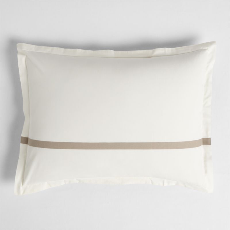 Favorite Organic Cotton Percale Tuxedo Stripe Sand Beige Standard Bed Pillow Sham