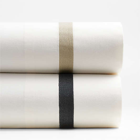 Favorite Organic Cotton Percale Tuxedo Stripe Sand Beige Queen Bed Sheet Set