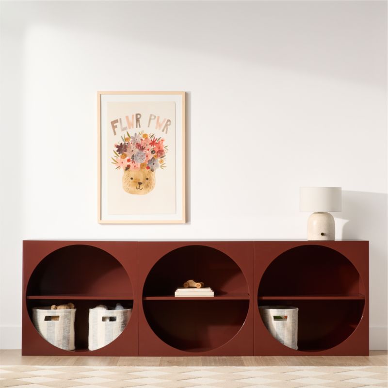 Twiggy 90" Modular Glossy Deep Red Kids Open Bookcases, Set of 3 - image 2 of 7