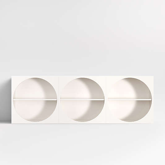 Twiggy 90" Modular Glossy Ivory Kids Open Bookcases, Set of 3