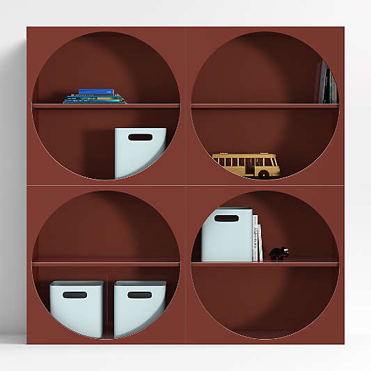 Twiggy 60" Modular Glossy Deep Red Kids Open Bookcases, Set of 4