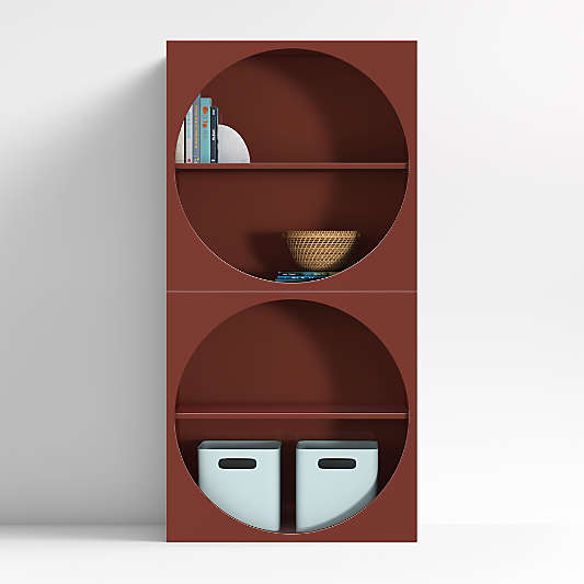 Twiggy 30" Modular Glossy Deep Red Kids Open Bookcases, Set of 2