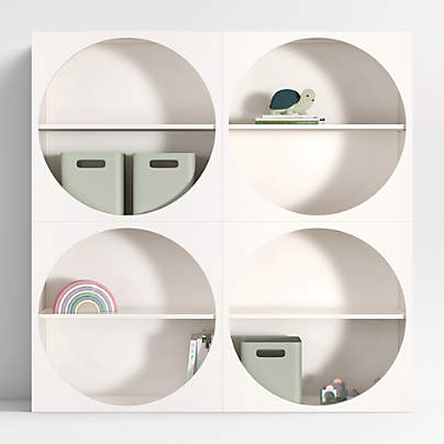 Twiggy 60" Modular Glossy Ivory Kids Open Bookcases, Set of 4