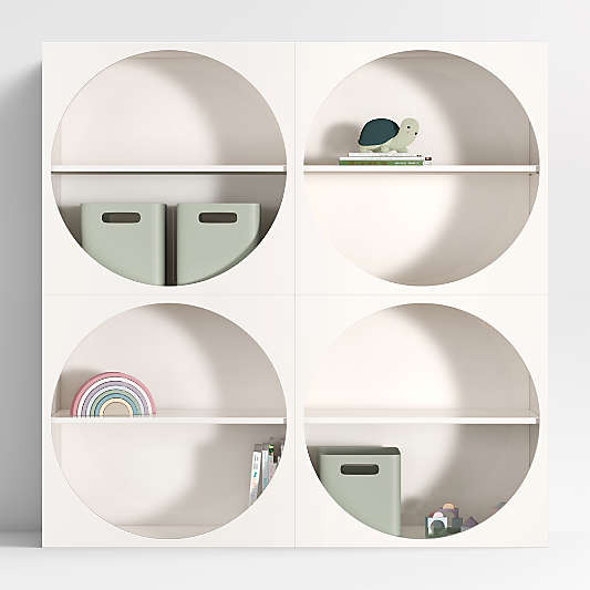 Twiggy 60" Modular Glossy Ivory Kids Open Bookcases, Set of 4