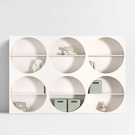 Twiggy 90" Modular Glossy Ivory Kids Open Bookcases, Set of 6