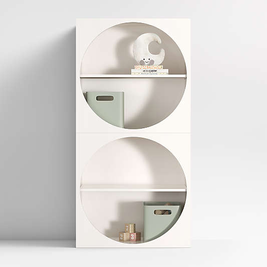 Twiggy 30" Modular Glossy Ivory Kids Open Bookcases, Set of 2