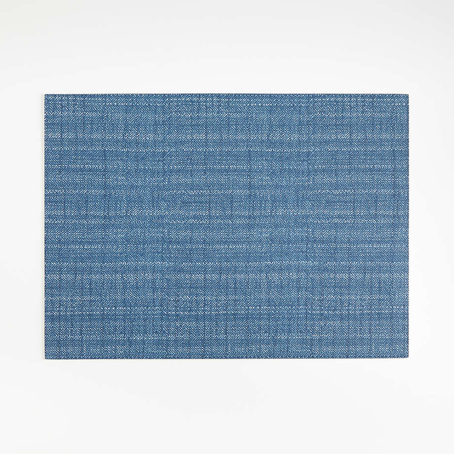 Rectangular Blue Twill Reversible Round Placemat + Reviews Crate & Barrel