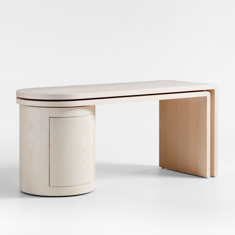 Twist Whitewashed Ash Rotating Large Desk with Storage - image 9 of 15