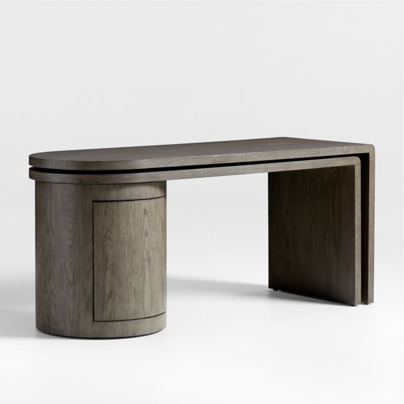 Twist Grey Ash Rotating Large Desk with Storage - image 3 of 9